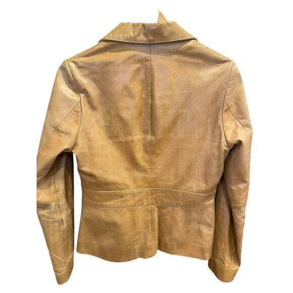 Vintage Wilson's Leather‎ Maxima Camel Brown Button Biker Style Collared Jacket - Picture 7 of 16